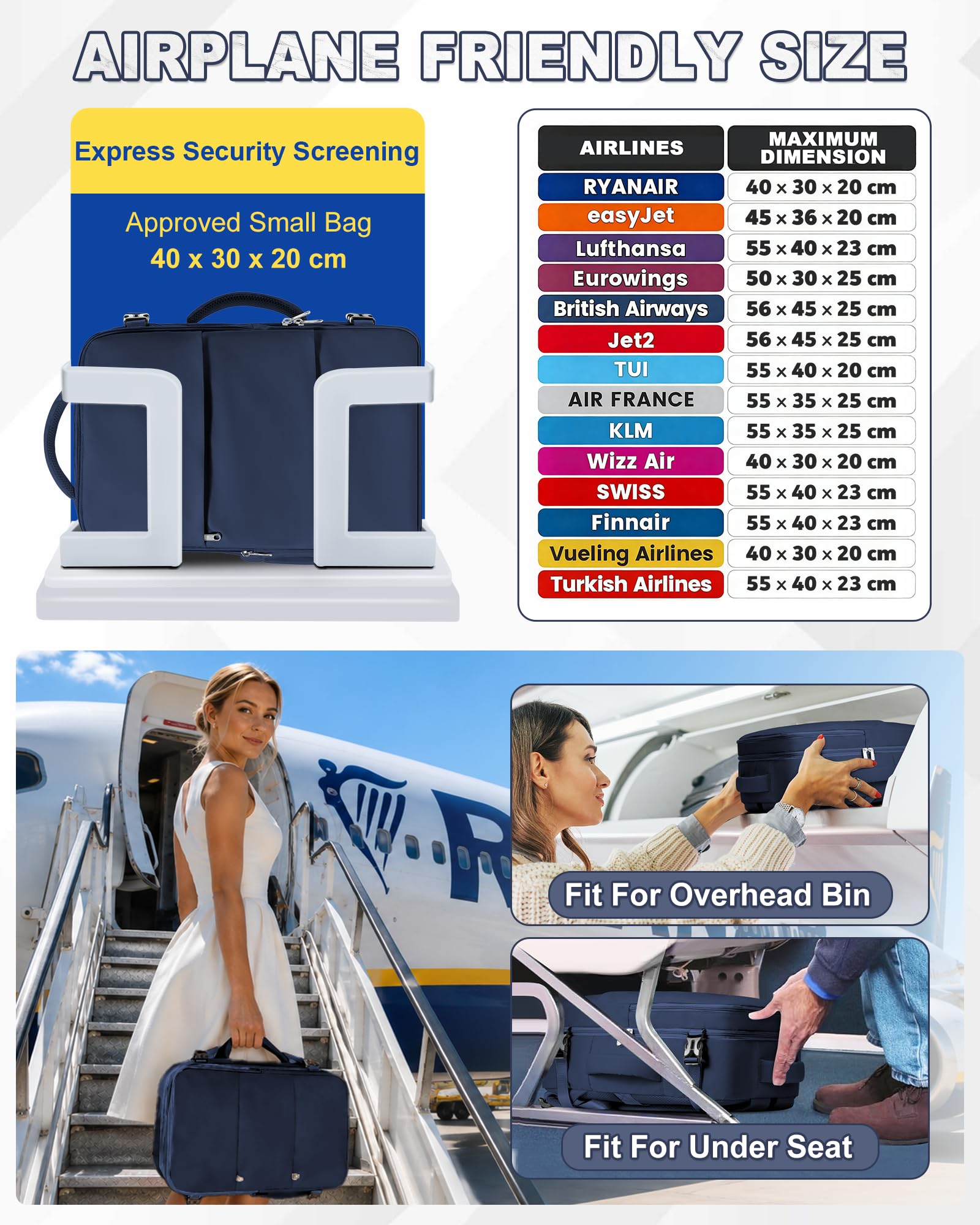 SZLX Plecak Próżniowy Bagaż Podręczny Dla Kobiet, Plecak Z Poduszką i Systemem Próżniowym Do Podróży, Plecak Podróżny Ryanair W Rozmiarze Kabinowym Z Pompką, Wodoodporna Walizka Próżniowa Dla Mężczyzn