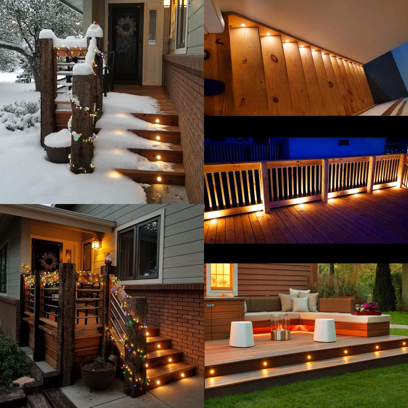 Set di 6 faretti da incasso a LED, per terrazze, esterni, DC12 V, diametro 45 mm, 1 W, luce bianca calda, 3000 K, IP67, per pavimenti esterni