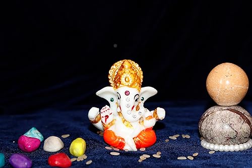 KC PRODUCTS Ídolos de Ganesha meditando de poliresina para decoración del hogar, tablero de instrumentos de coche y decoración de oficina, pieza de