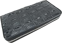 Vista 1 de PELGIO Cartera larga con cremallera de piel de cocodrilo auténtica, Negro -, Cartera con cremallera
