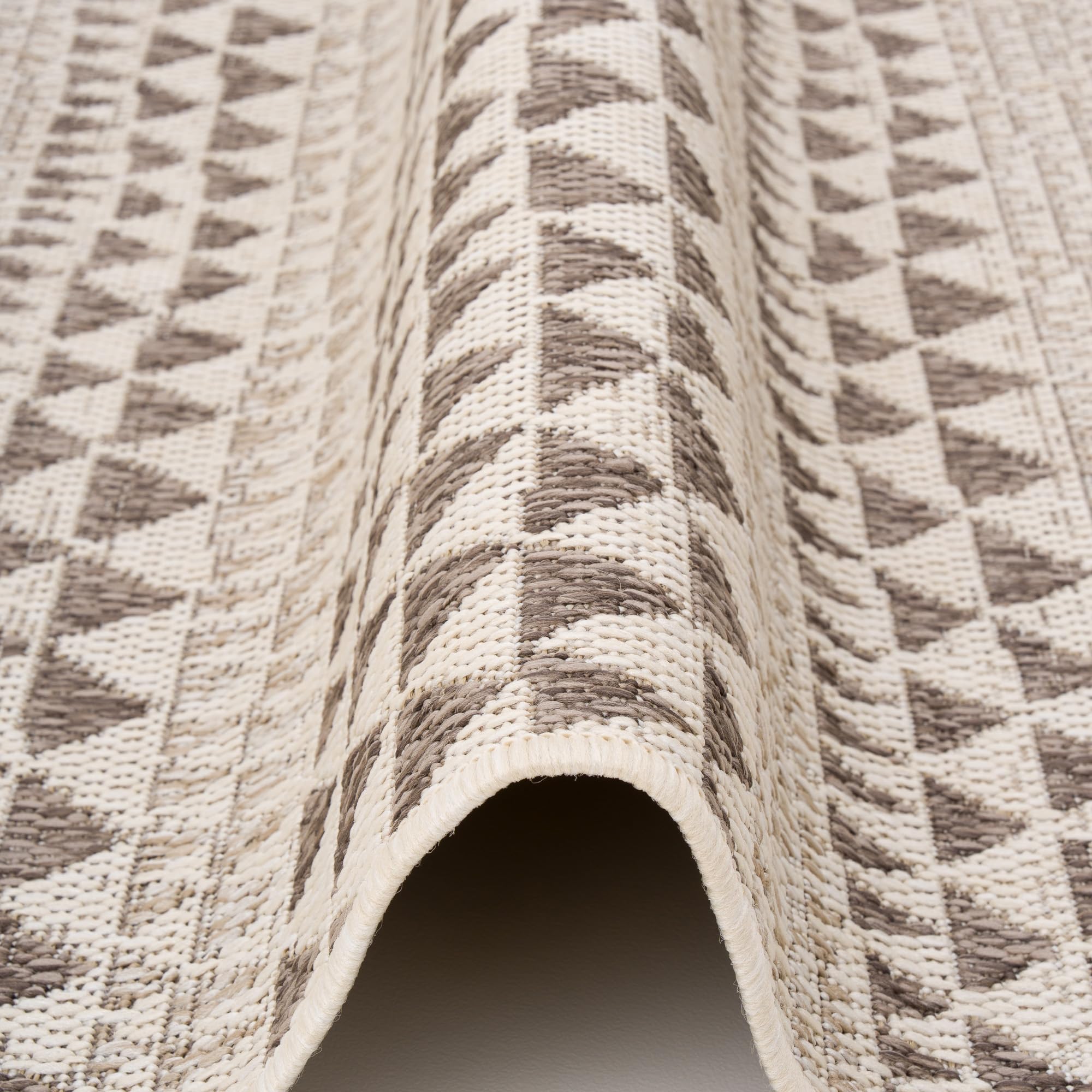 Pergamon Tapis Intérieur & Extérieur Carpetto Beige Rayures – Balcon Terrasse Anti-UV