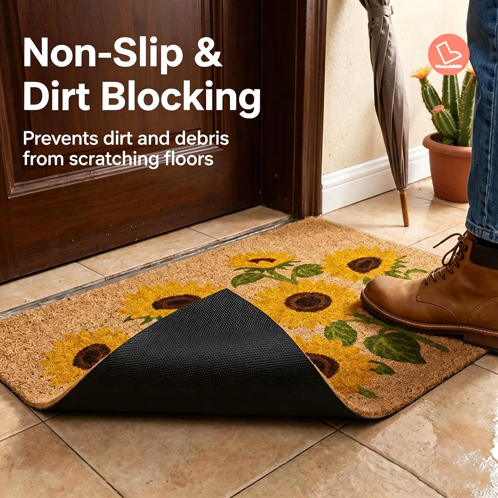 Zerbini Per Ingresso Esterno Tappeto Impermeabile | Non-slip Low Profile Durable Door Mat per Ingresso Interno Esterno Tappeto Esterno Terrazzo(A,60x90cm)