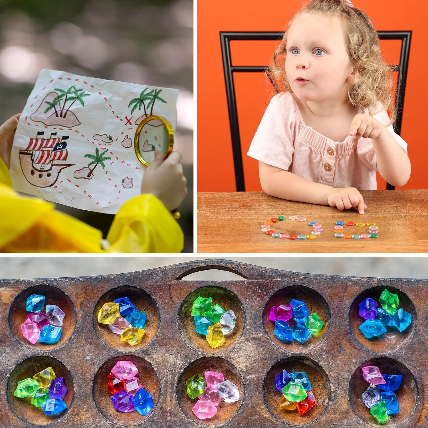 Starfish Decor - Gemstones and Crystals - Pack of 300g - About 58 pcs - Vase Filler - Jewels for Crafts - Fish Tank Rocks - Sensory Bin Filler - Gems for Crafting - Fake Ice - Starfish for Crafts