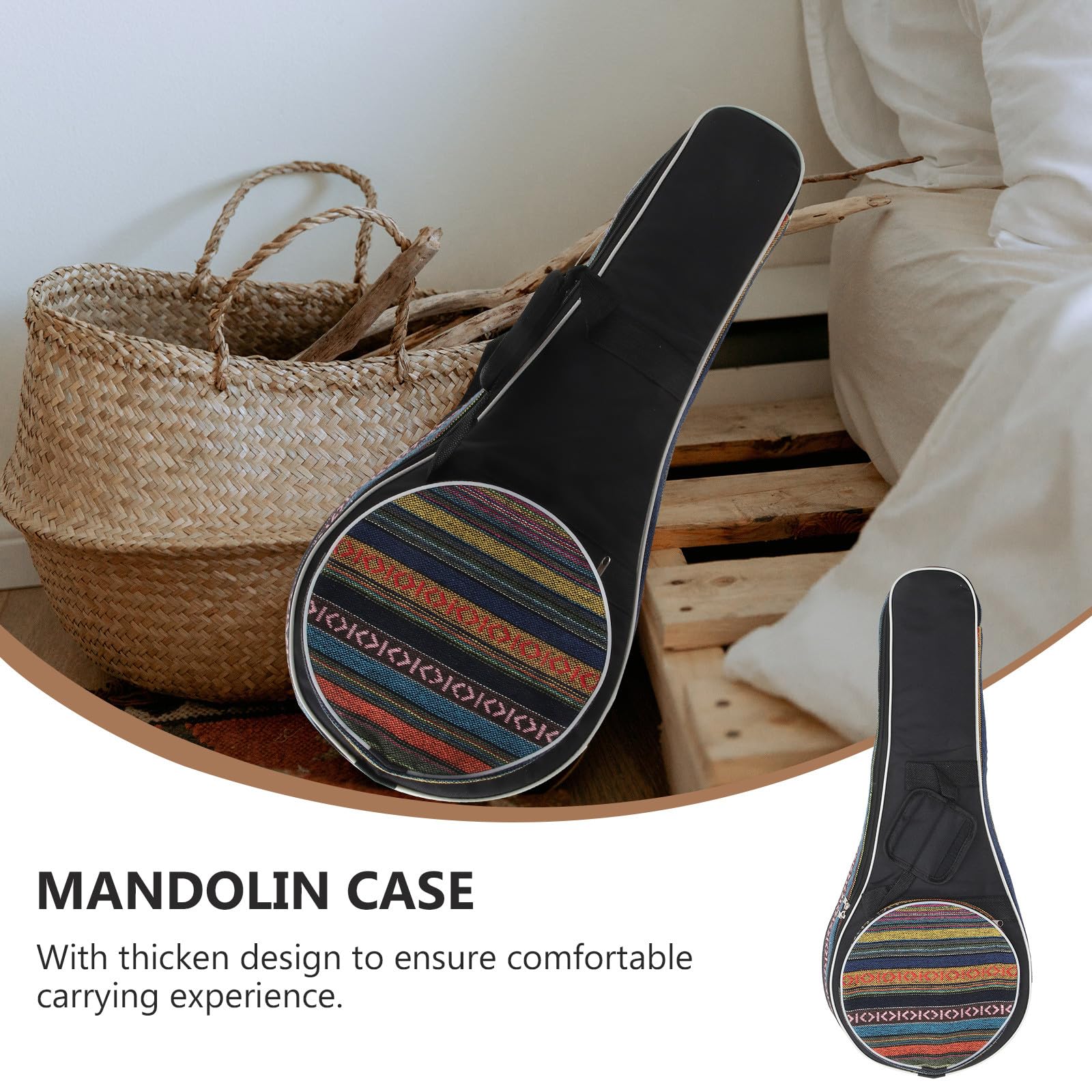 Verdickte Mandolinentasche Ethno Stil Strapazierfähige Mandolinen Aufbewahrungstasche Leichtes Musikzubehör für Mandoline Unterwegs