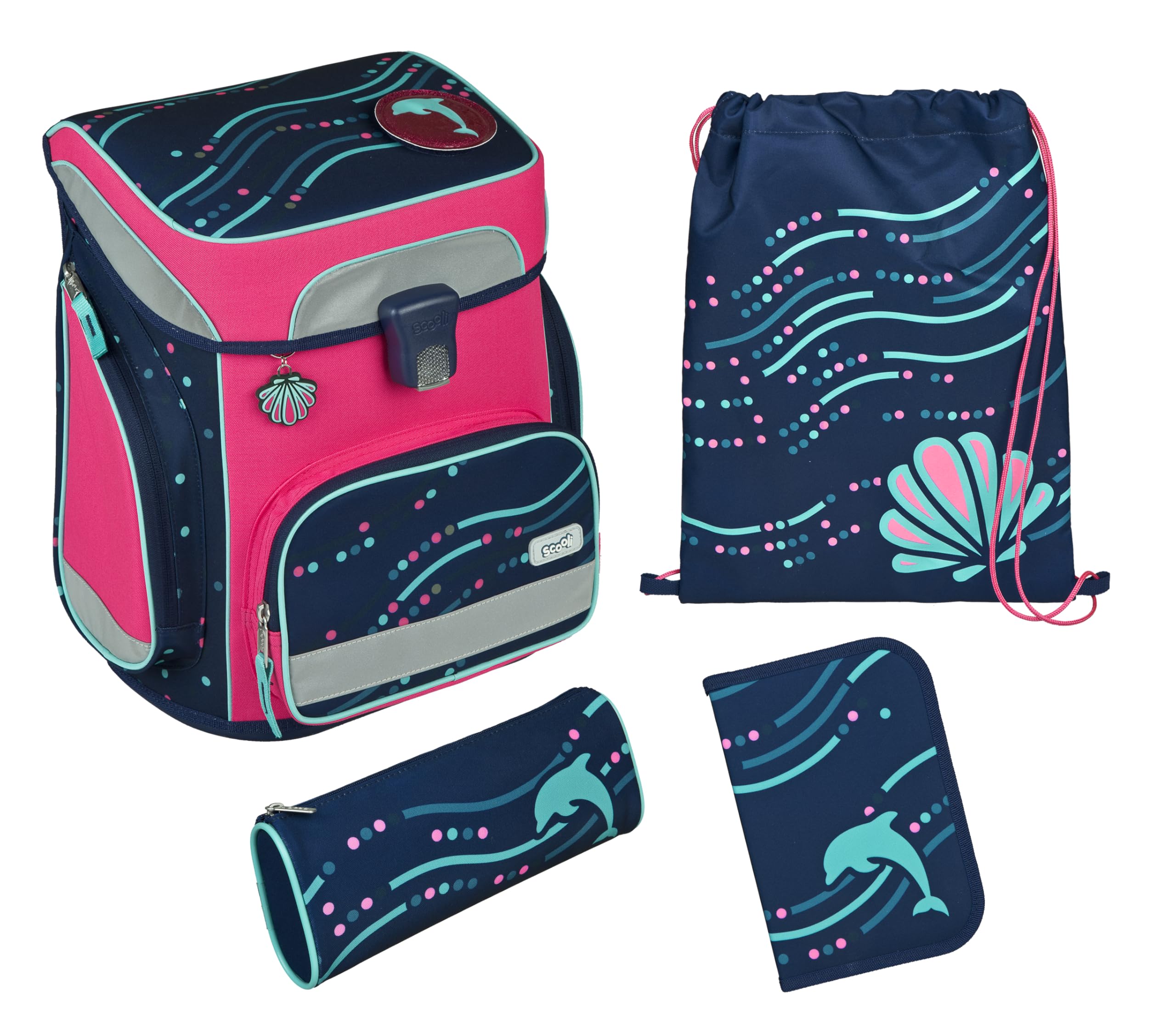 Scooli - Easy Fit zestaw tornistrów szkolnych - zestaw wieloczęściowy - tornister - ergonomiczny - szkoła podstawowa - dla dzieci od 6 lat, Rosa, 36,5 x 33 x 29 cm