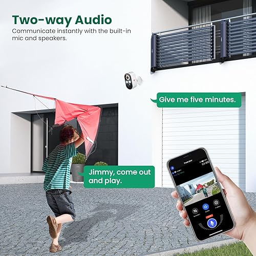 Miniatura 5 de Cámara de seguridad inalámbrica de 1080p con detección humana AI, visión nocturna, conversación bidireccional, almacenamiento en la nube, solo WiFi