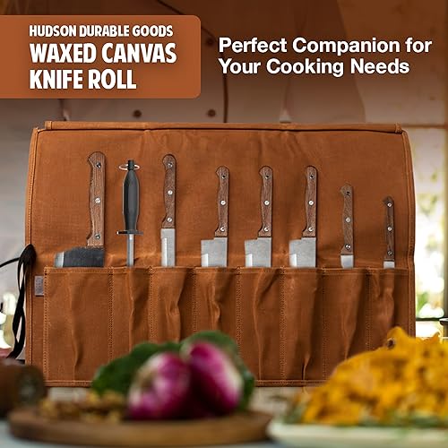 Miniatura 2 de Hudson Durable Goods Rollo de 8 cuchillos de bolsillo, 22 pulgadas de ancho x 17 pulgadas de alto, funda de transporte de lona encerada para
