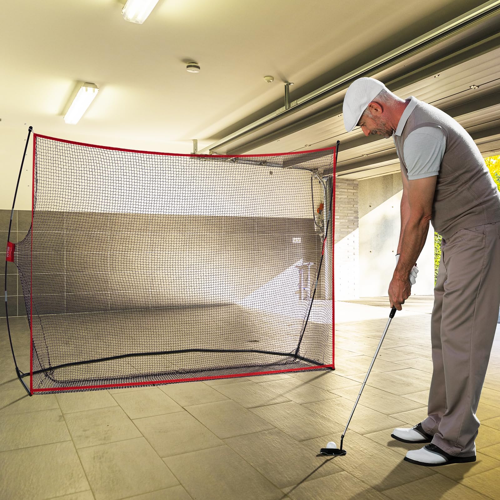 VEVOR Red de Práctica de Golf 3290 x 950 x 2170 mm para Campo Personal Interior y Exterior con Marco de Fibra de Vidrio y Bolsa de Transporte