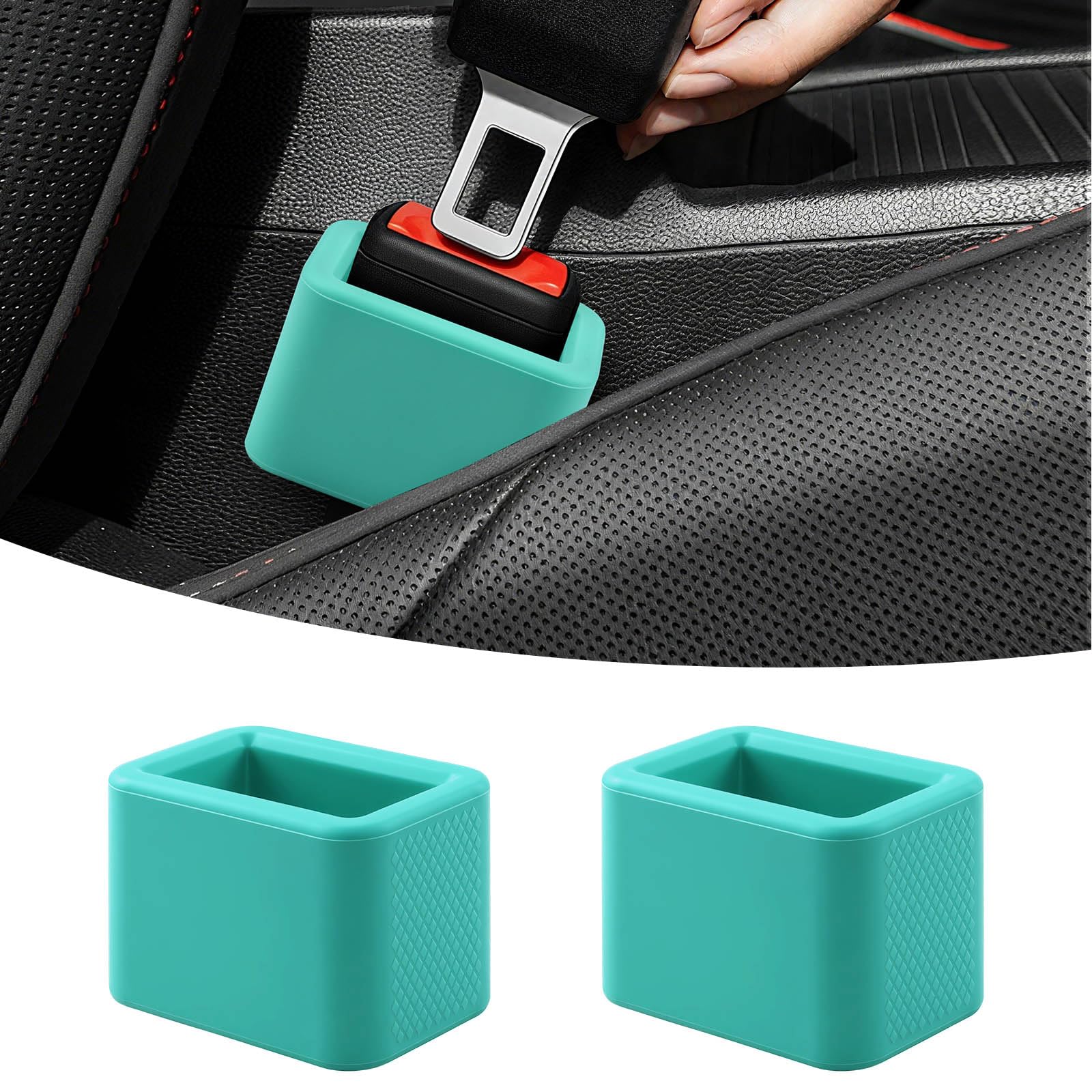 2 PCS Seat Belt Buckle Holder, Silicone Seatbelt Buckle Booster to Makes Receptacle Stand Upright for Easy Access (Mint Green)