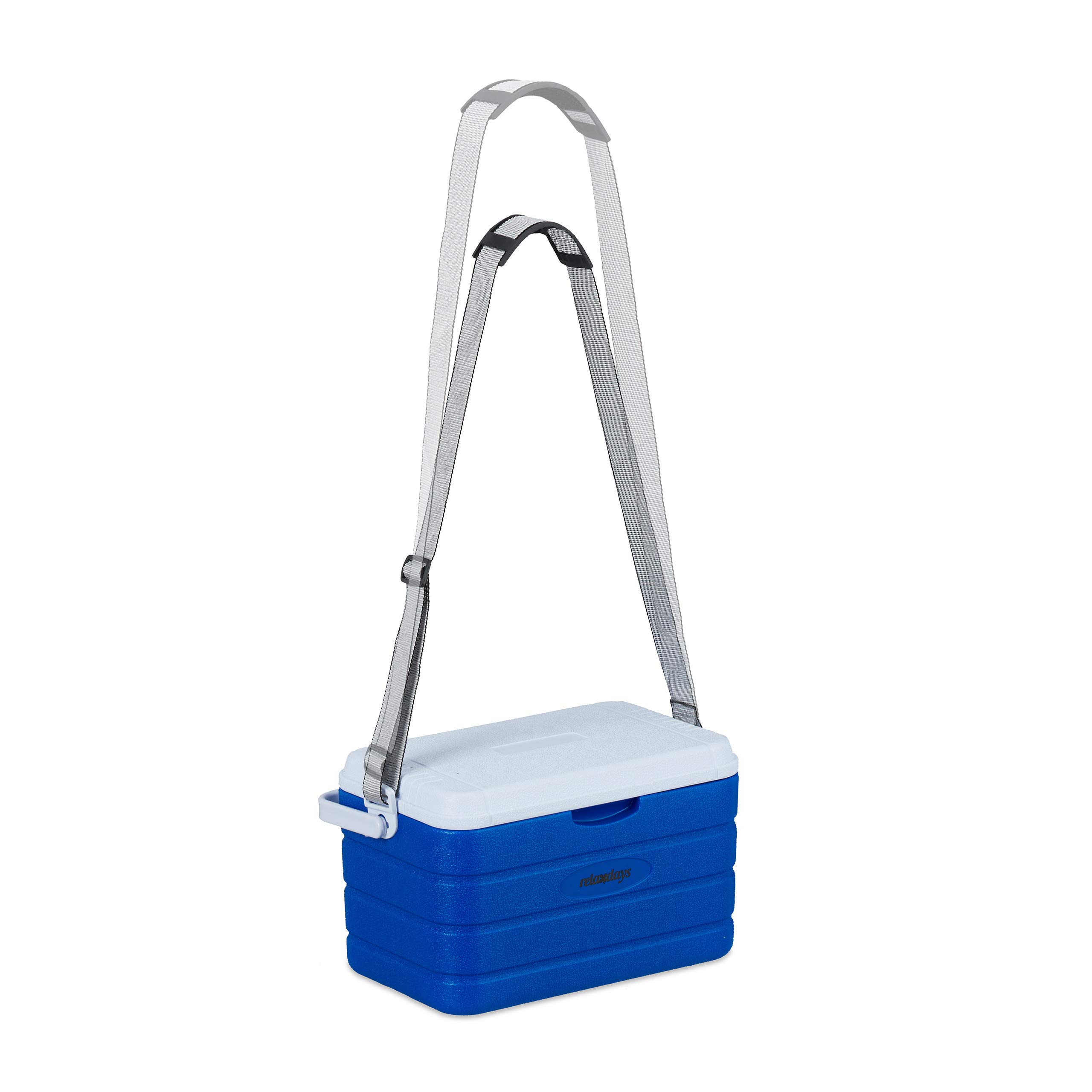 Relaxdays Nevera Portátil, Refrigerador Playa, Camping, sin Electricidad, Plástico, 10 l, 22,5 x 37,5 x 23 cm, Azul