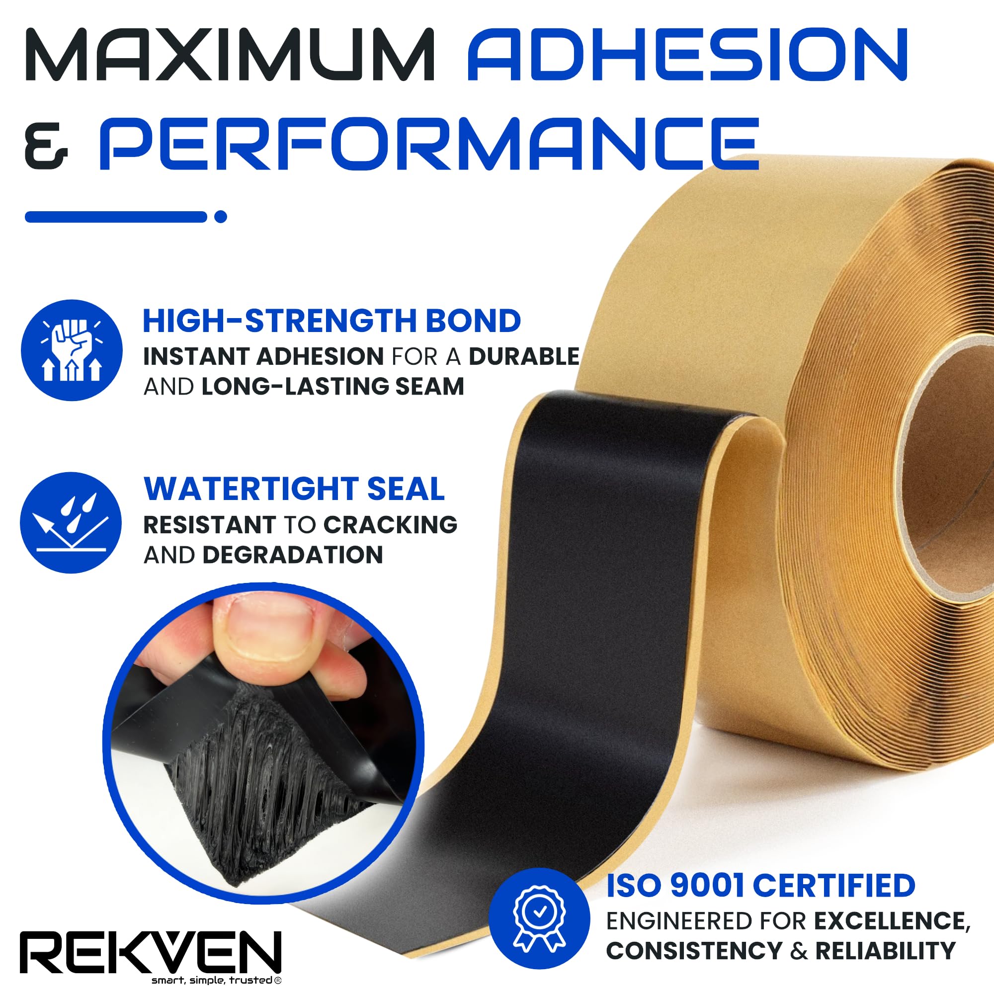 Ruban adhésif double face pour revêtement de bassin – 18,2 m x 7,6 cm – Ruban butyle double face – Joint d'étanchéité ou réparation EPDM PVC PEBDPE PEBDL – Parfait pour les petits ou grands poissons