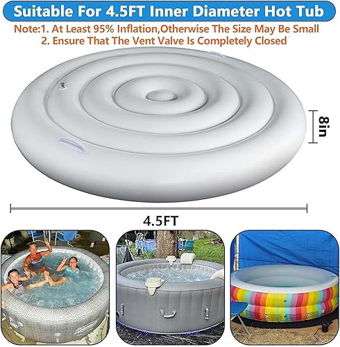 Miniatura 2 de Tlswshsy Cubierta para Bañera de Hidromasaje de 4.5 Pies - Tapa de Ahorro de Energía para Bañera de Hidromasaje Redonda - Cubierta Protectora