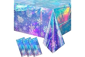 3 Pack Iridescent Winter Snowflake Plastic Tablecloth