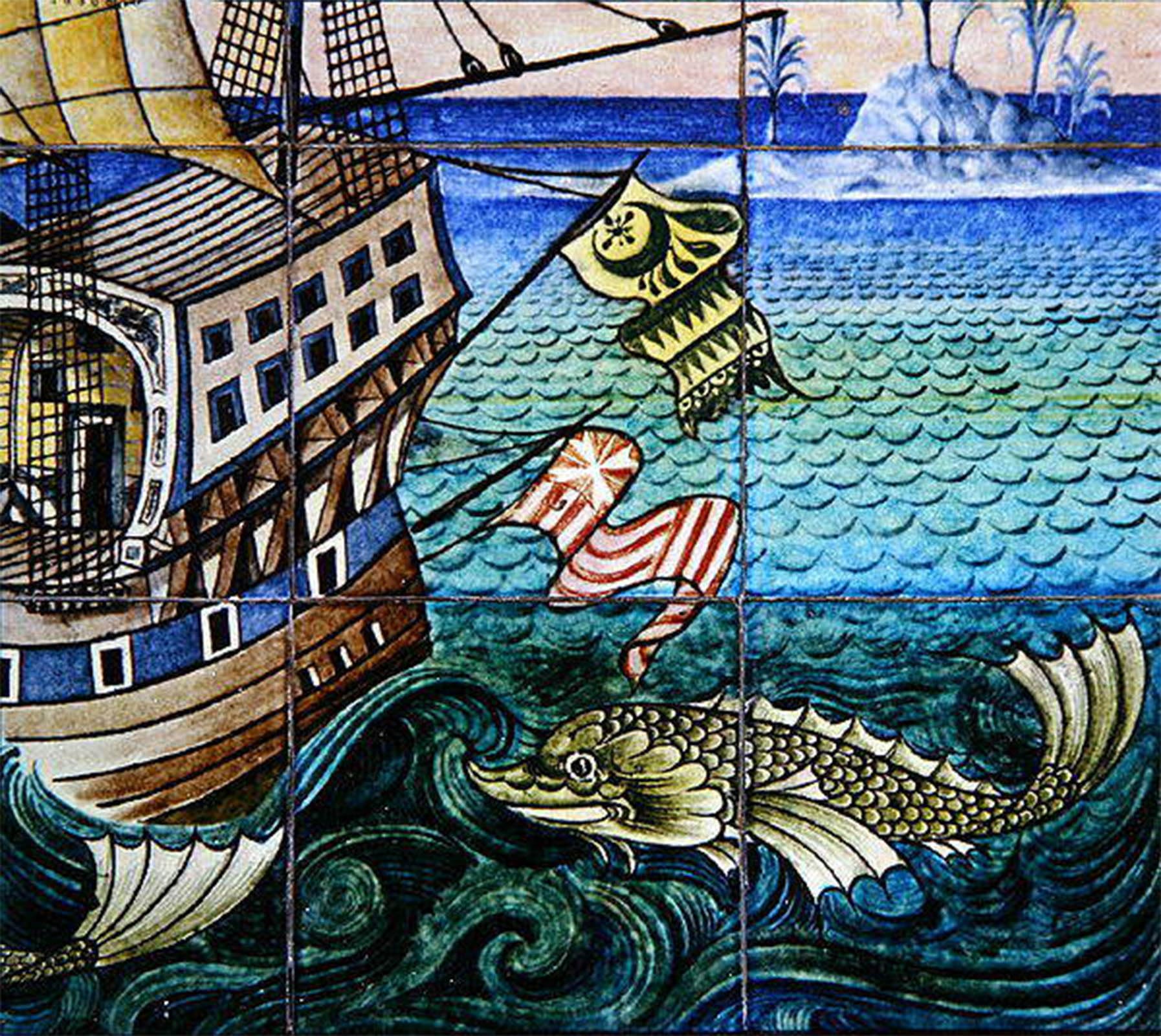POSTERIIk Vintage Classic Picture Landscape Artwork Tiles Depicting a Galleon by Famous Painter Portrait Canvas Painting for Office Home Decor 60x90cm
