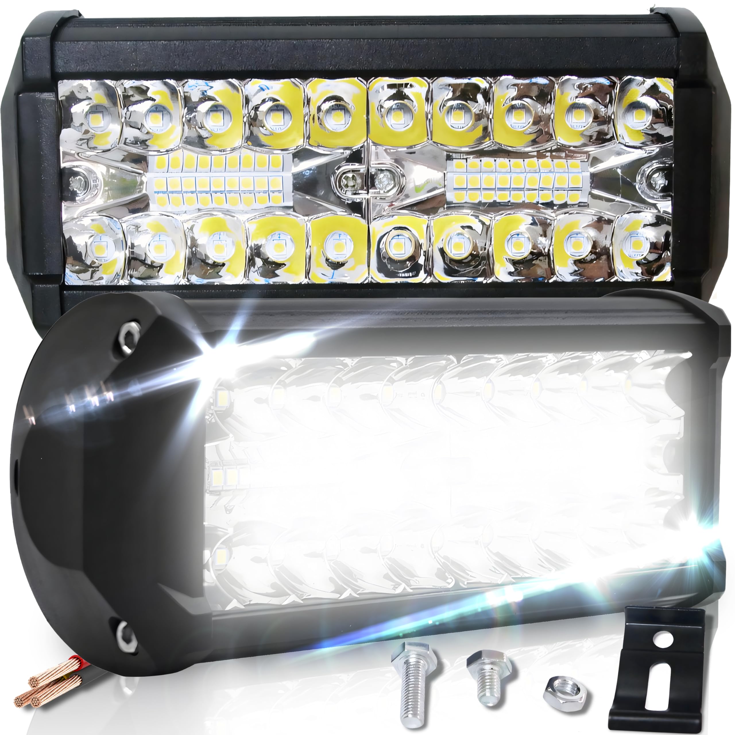 Retoo Foco LED Trabajo Exterior 120 W 12 V 40 LED Impermeable Faros Auxiliares Moto Off Road