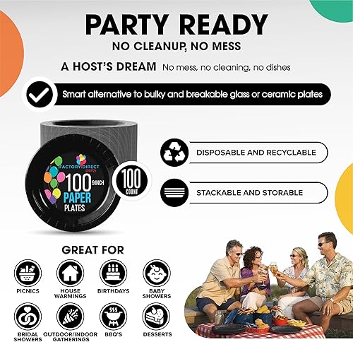 Miniatura 163 de Exquisite Platos de papel azul oscuro desechables de 7 pulgadas, color azul oscuro, platos desechables para fiestas, 100 unidades, platos de papel