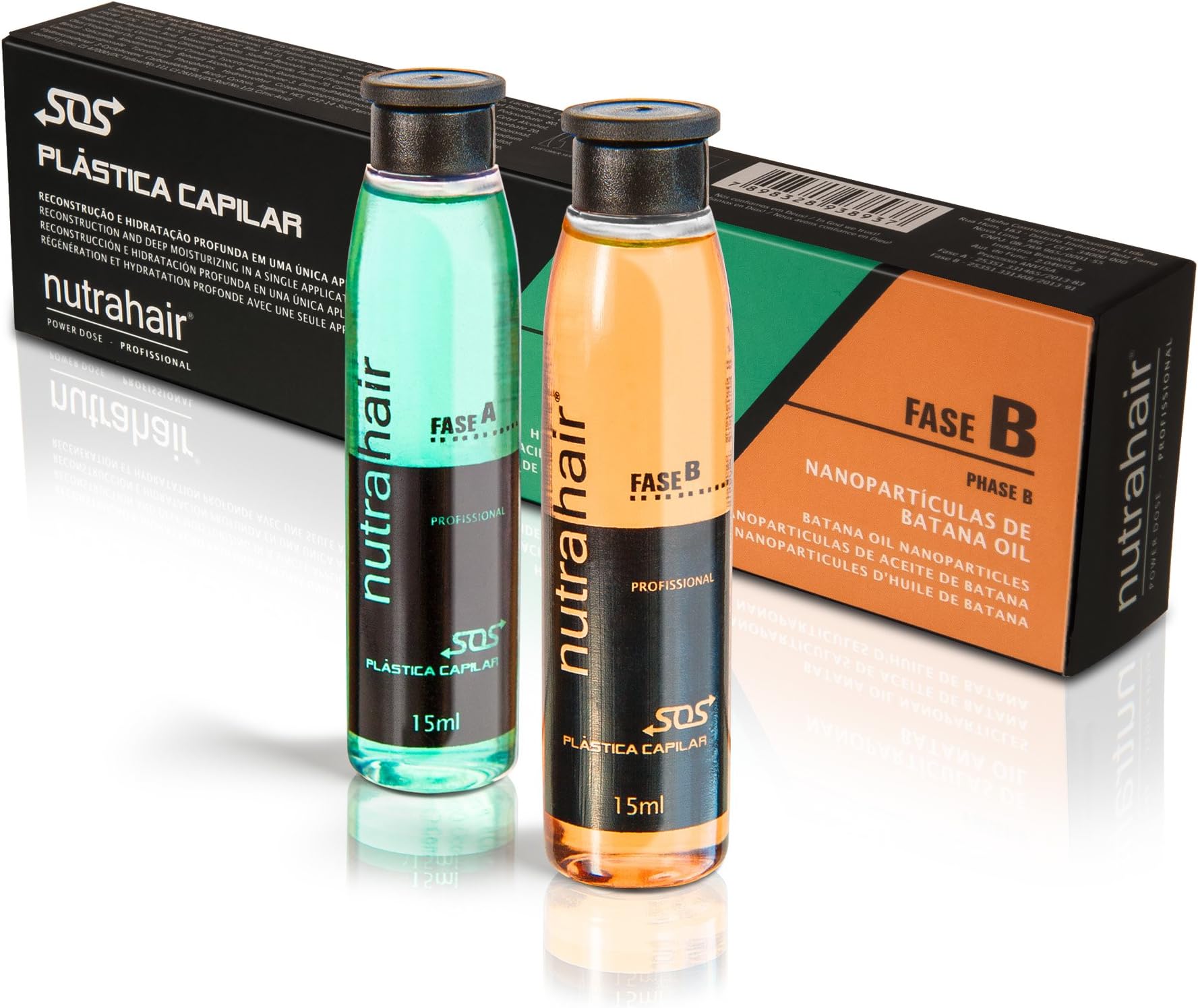 NUTRAHAIR SOS Hair Reconstruction and Deep Moisturizing: 2 sets of 2 vials, 2.03 fl oz. total: Professional Grade Deep Conditioning Hair Treatment, Repair Dry, Damaged and Color Treated Hair