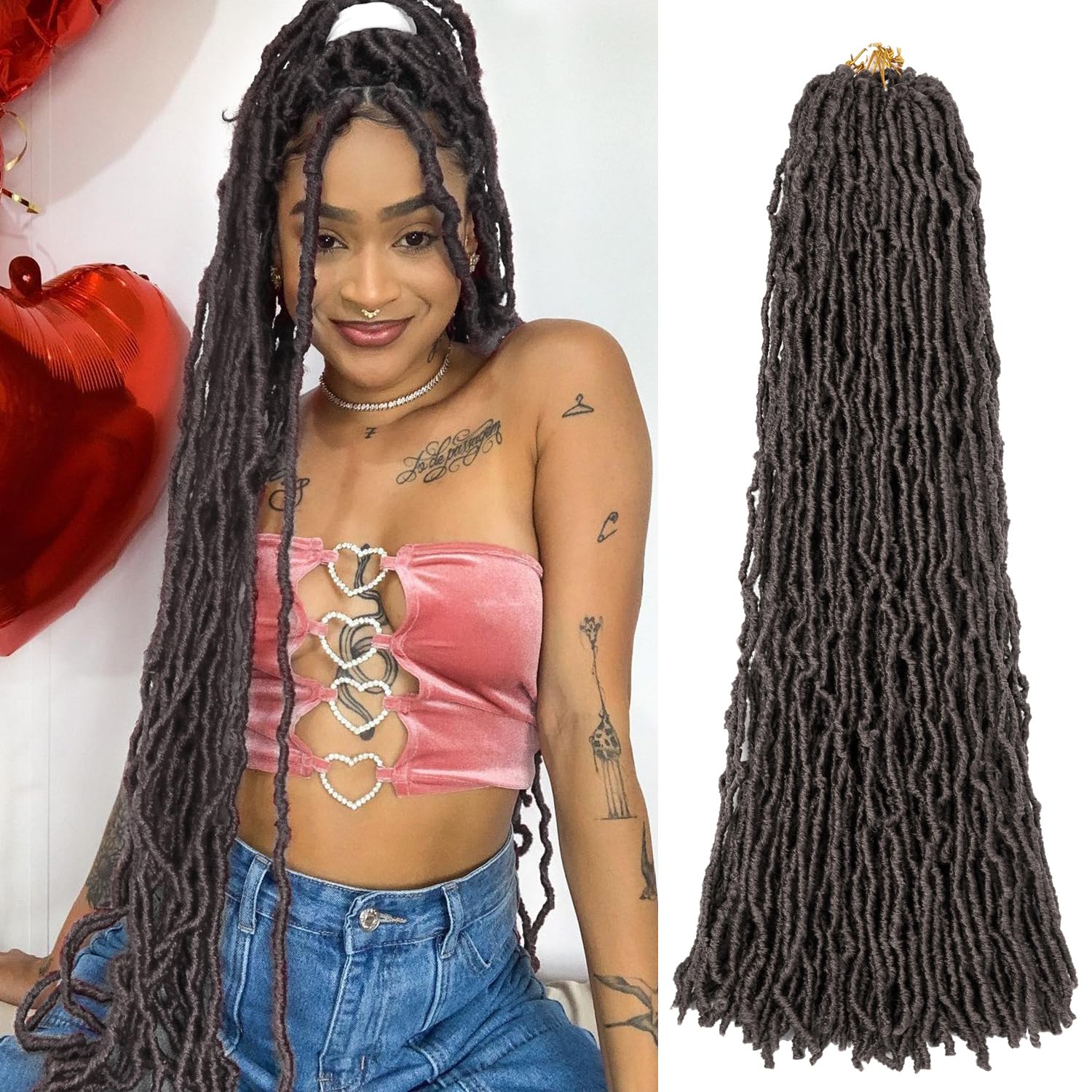 Faux Locs Crochet Hair Soft Locs 30 inch 6 Packs Long Pre Looped Crochet Locs Goddess Locs Crochet Hair For Black Women Braiding Hair Extensions (30