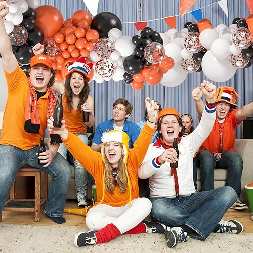 Miniatura 6 de Kit de arco de globos de color negro, blanco y naranja, guirnalda de globos de confeti de 18, 12, 10, 5 pulgadas, para Halloween, cumpleaños, negro,