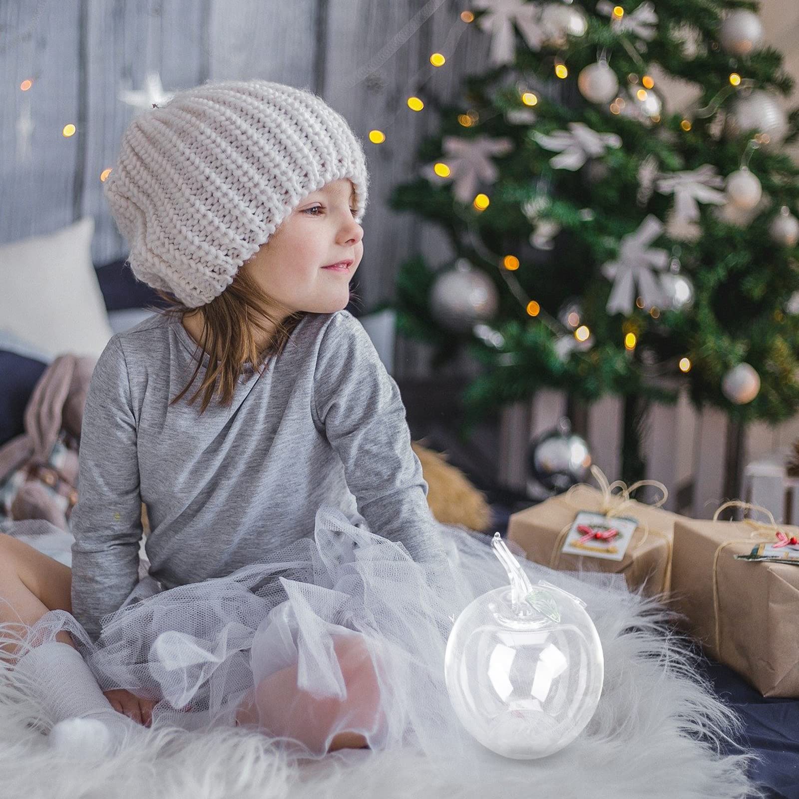 Didiseaon Piggy Bank Apple-Shaped Clear Glass Money Saving Bank Without Base,Creative Coin Counter Jar for Christmas Favor Birthday