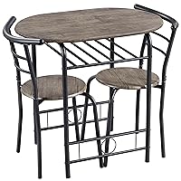 Yaheetech Set Mobili da Bar Tavolo e 2 Sedie Sala da Pranzo Cucina Piccoli Spazi Salvaspazio