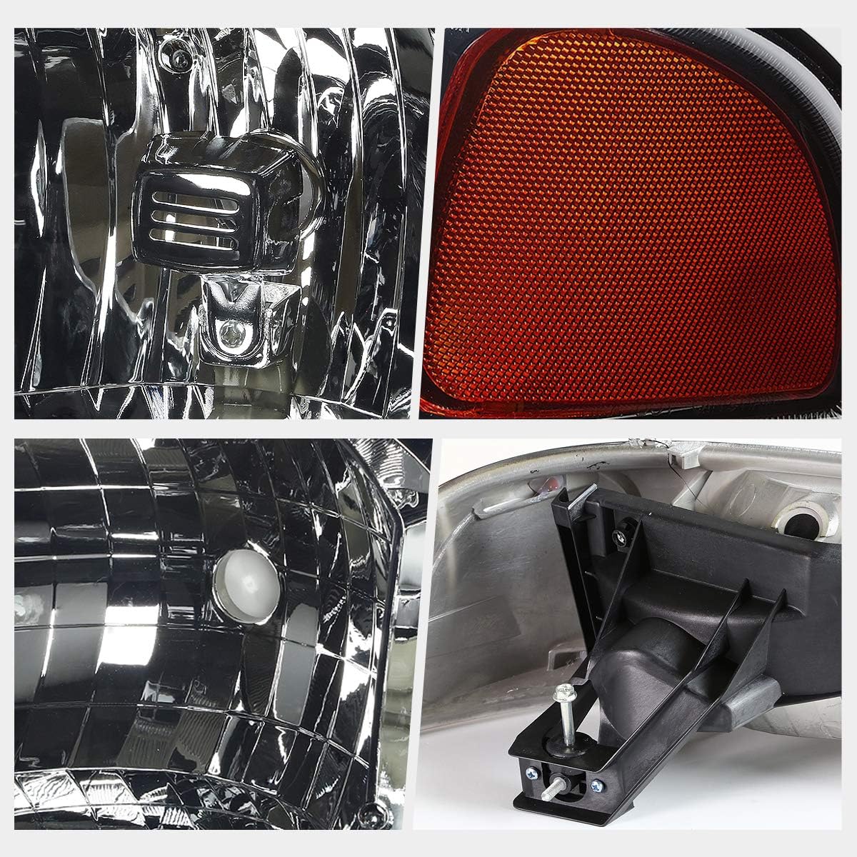 PM PERFORMOTOR Headlights Assembly Compatible with 99-07 GMC Sierra / 00-06 GMC Yukon XL, 4Pcs Headlamps+Bumper Lights with Amber Corner