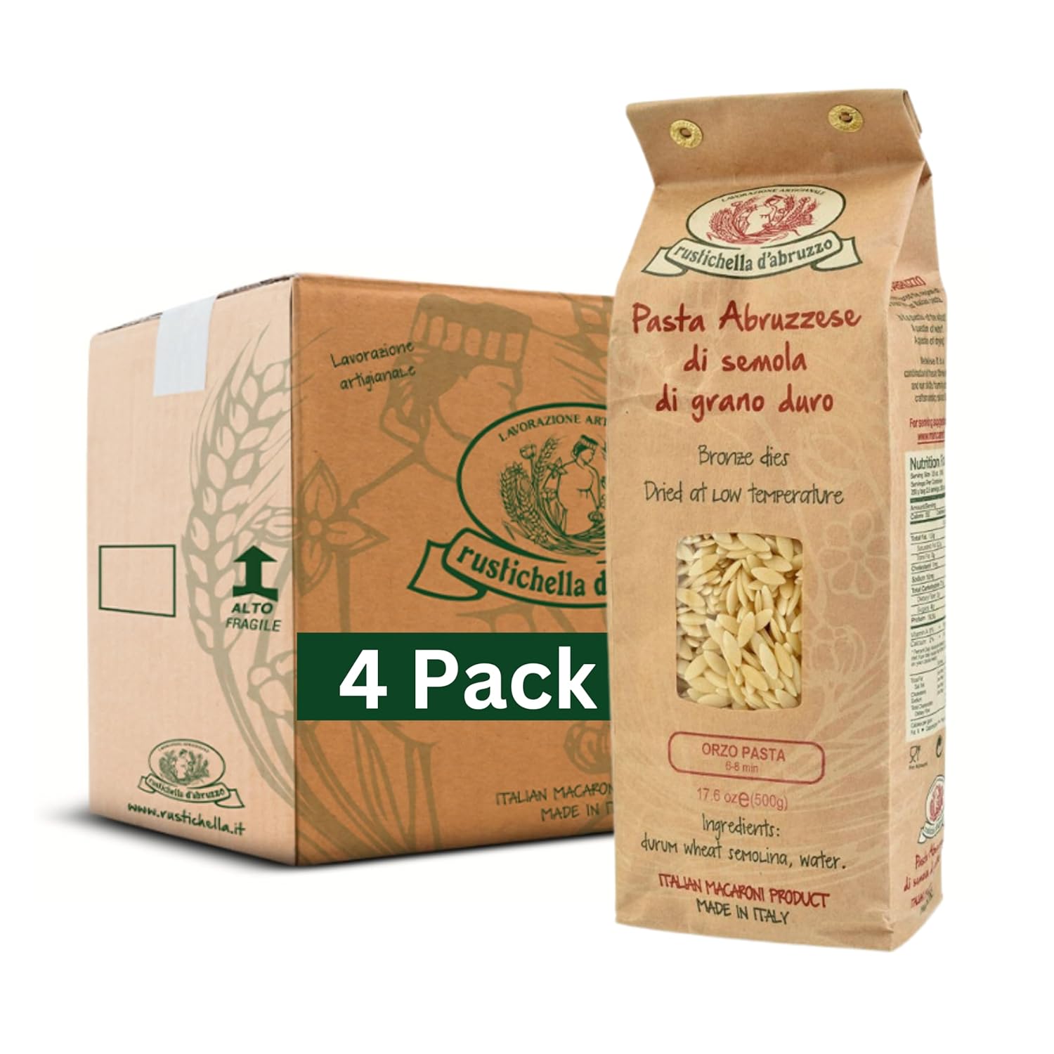 Rustichella Orzo 17.5-Ounce Bags (Pack of 4)