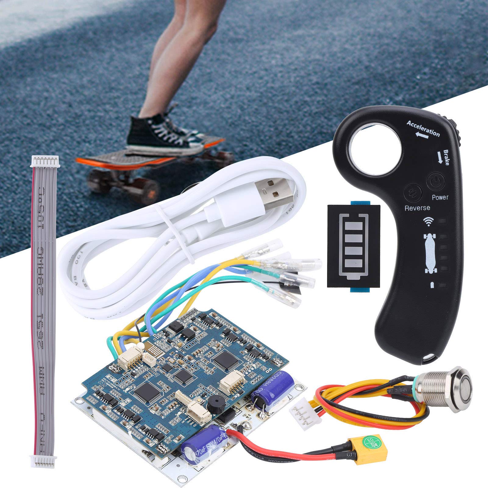 Elektrisches Skateboard ESC Kit, 430W 36V Fernbedienung Elektrisch Longboard Controller Dual Drive Hub Motor 10S Steuerplatine Elektroroller Zubehör