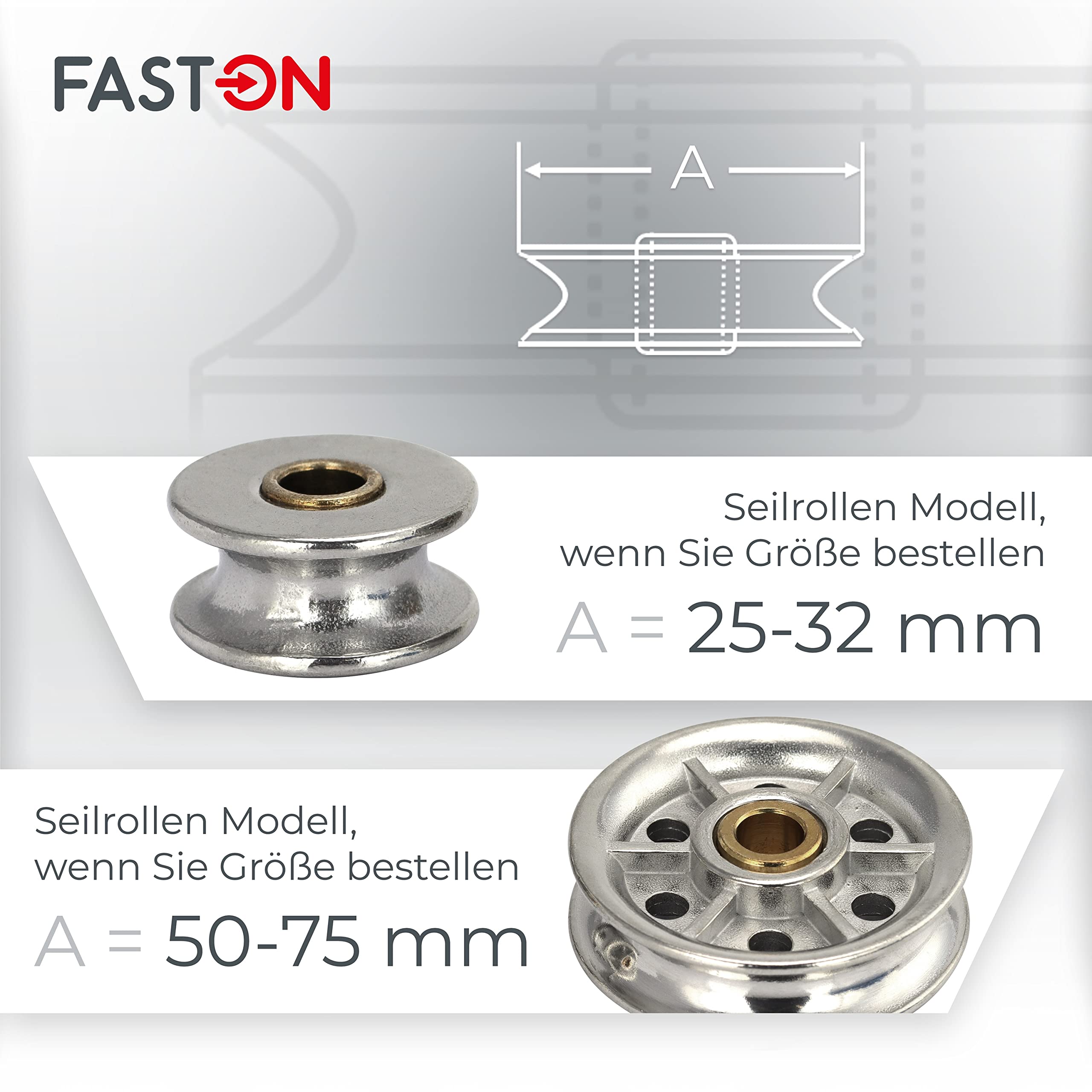 FASTON® Seilrollen mit messingbuchse CuZn 50 mm Edelstahl A4 V4A (10 Stück) Umlenkrolle Blockseilrolle Drahtseilblock Stahlseil Drahtseil Rolle
