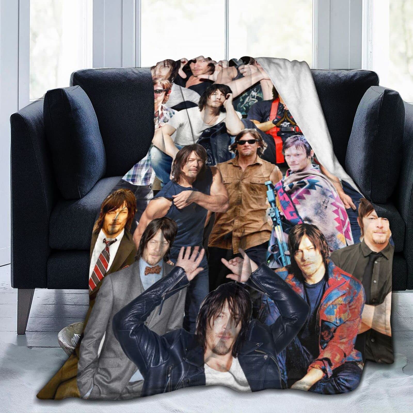 Suehome Blanket Norman Reedus Soft and Comfortable Wool Fleece Throw Blankets for Sofa Office car Camping Yoga Travel Home Decoration Cozy Plush Beach Blanket Gift