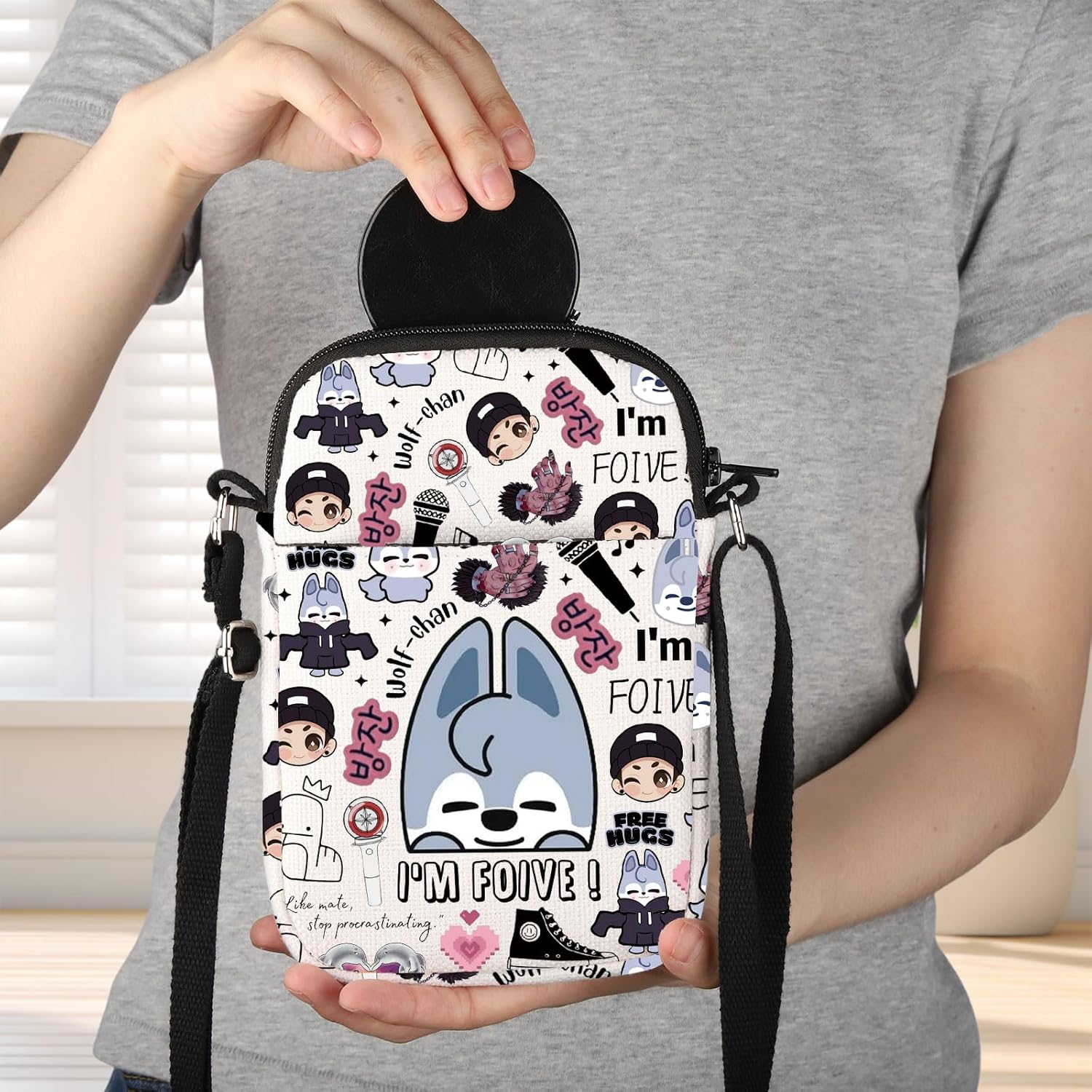 JNIAP Korean Group Stay Crossbody Bag Korean Group Stay Wolf Gifts I'm Foive Gifts Stay Merchandise Stay Wolf Shoulder Bag - Image 7