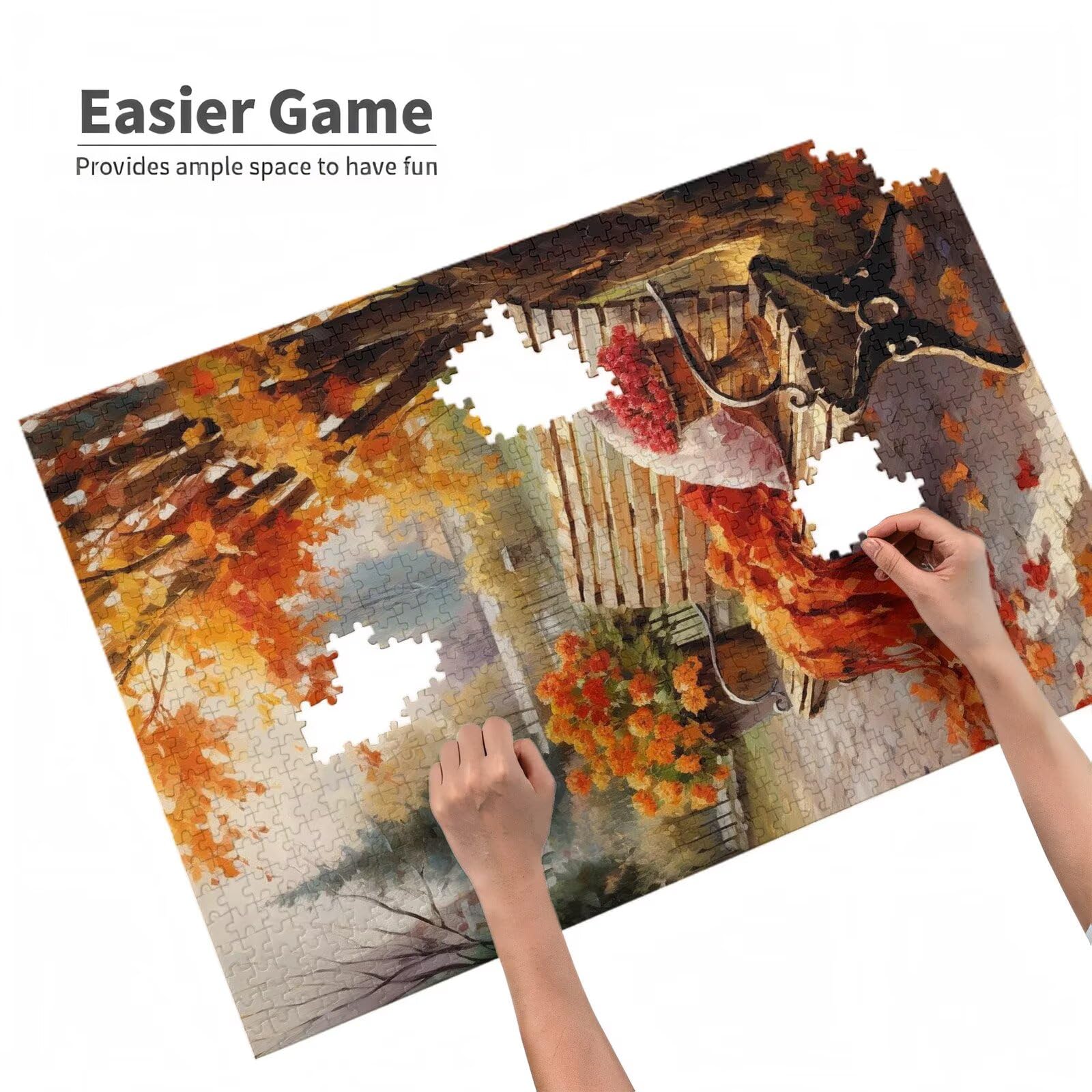 Puzzle dla dorosłych 5000 sztuk jesiennych dużych puzzli kwiatowych, trudne wyzwania rodzinne gry dla całości, dla kobiet, drewniane wyrzynarki z opakowaniem na prezent, prezenty dla kobiet 105 x 156