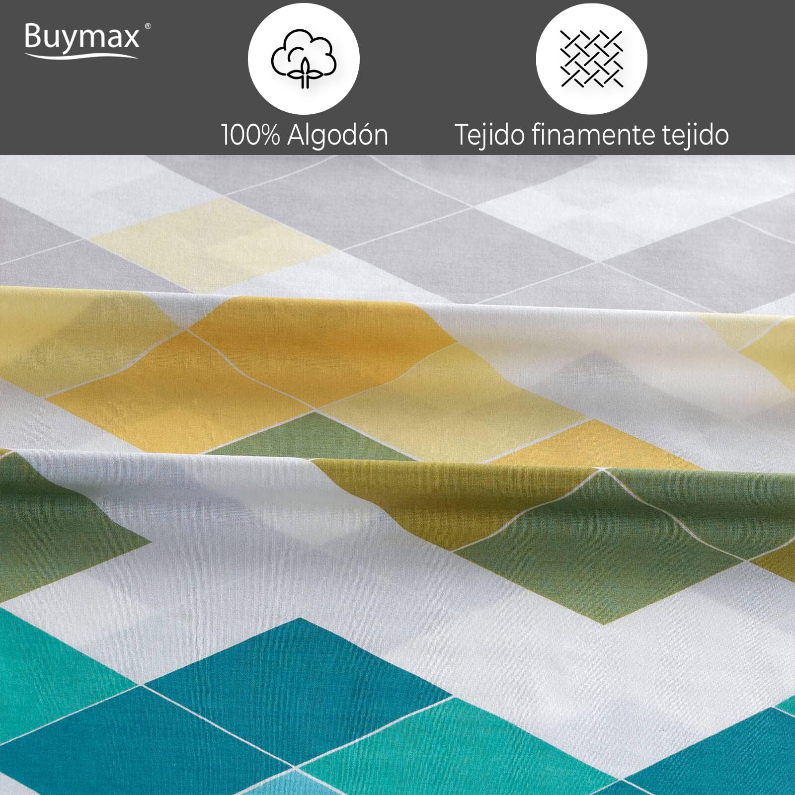 Buymax Ropa de cama de 200 x 220 cm, 100% algodón, 3 piezas, juego de ropa de cama de 200 x 220 cm con 2 fundas de almohada de 80 x 80 cm, certificado Öko-Tex Renforcé, juego de funda nórdica con