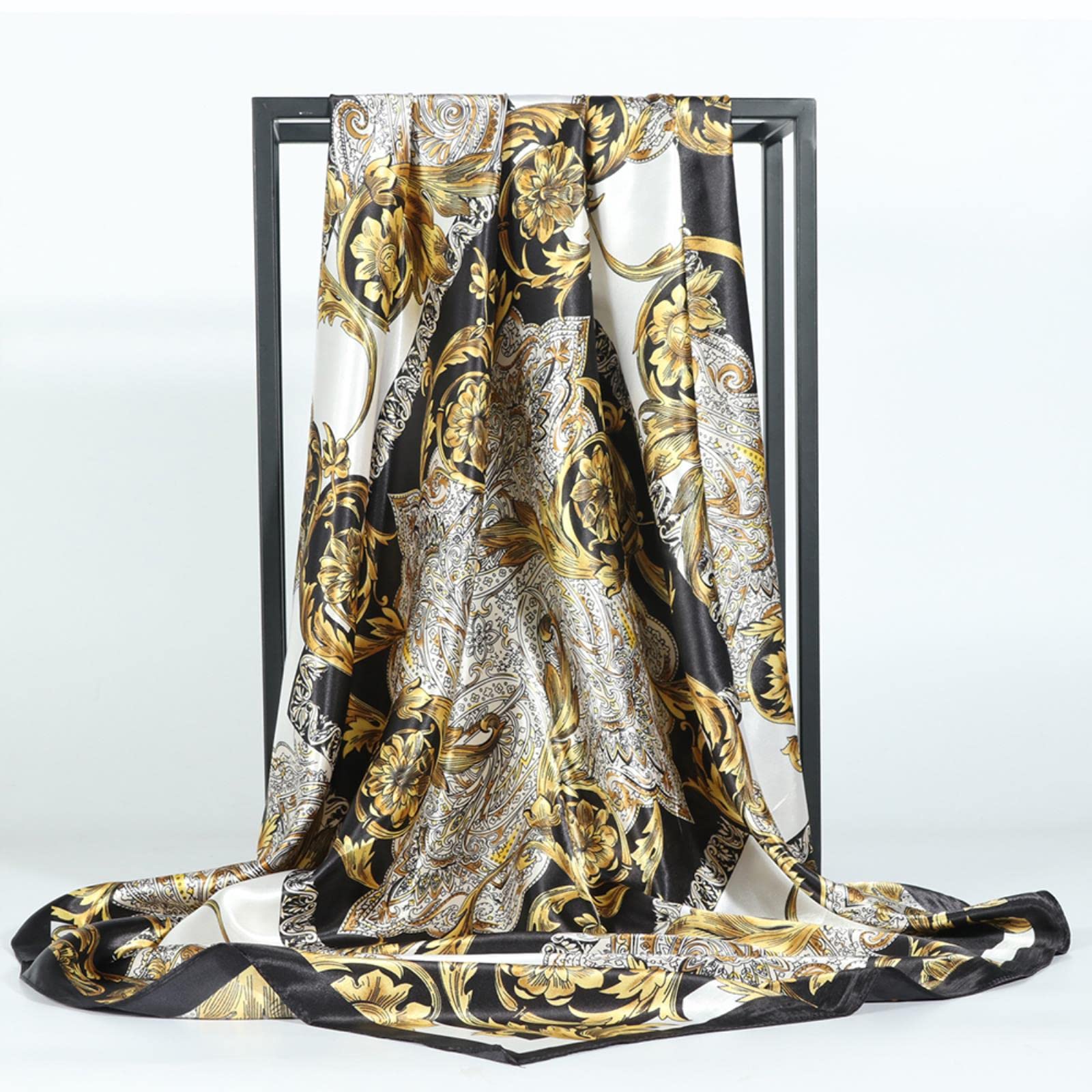 Amazon.co.jp: スカーフ 90X90Cm 正方形シルクスカーフ高級ヘアタイ