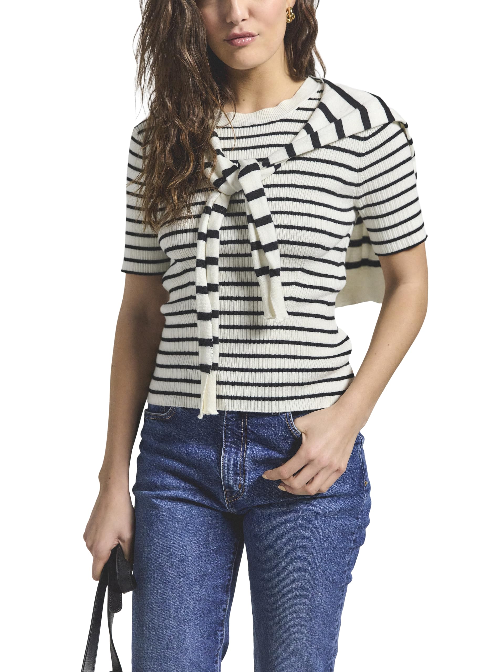 チャミ Derek Lam 10 Crosby Women's Twain Short Sleeve Pre Styled Sweater