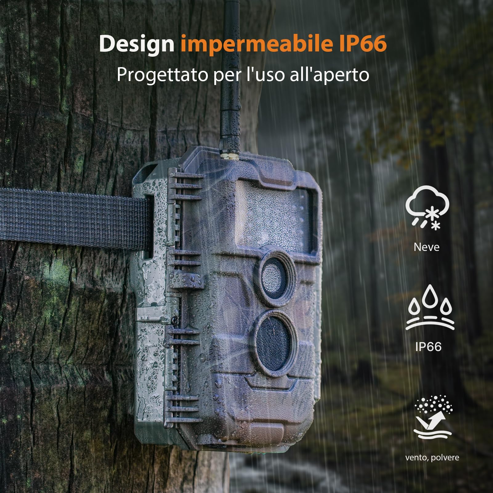 GardePro E6 Fotocamera Caccia WiFi Antenna con App 48MP 1296P H.264 Vidéo Fototrappola Infrarossi Invisibili Obiettivo con campo visivo di 110° Visione Notturna Fino a 25m, No-Glow IR LEDs