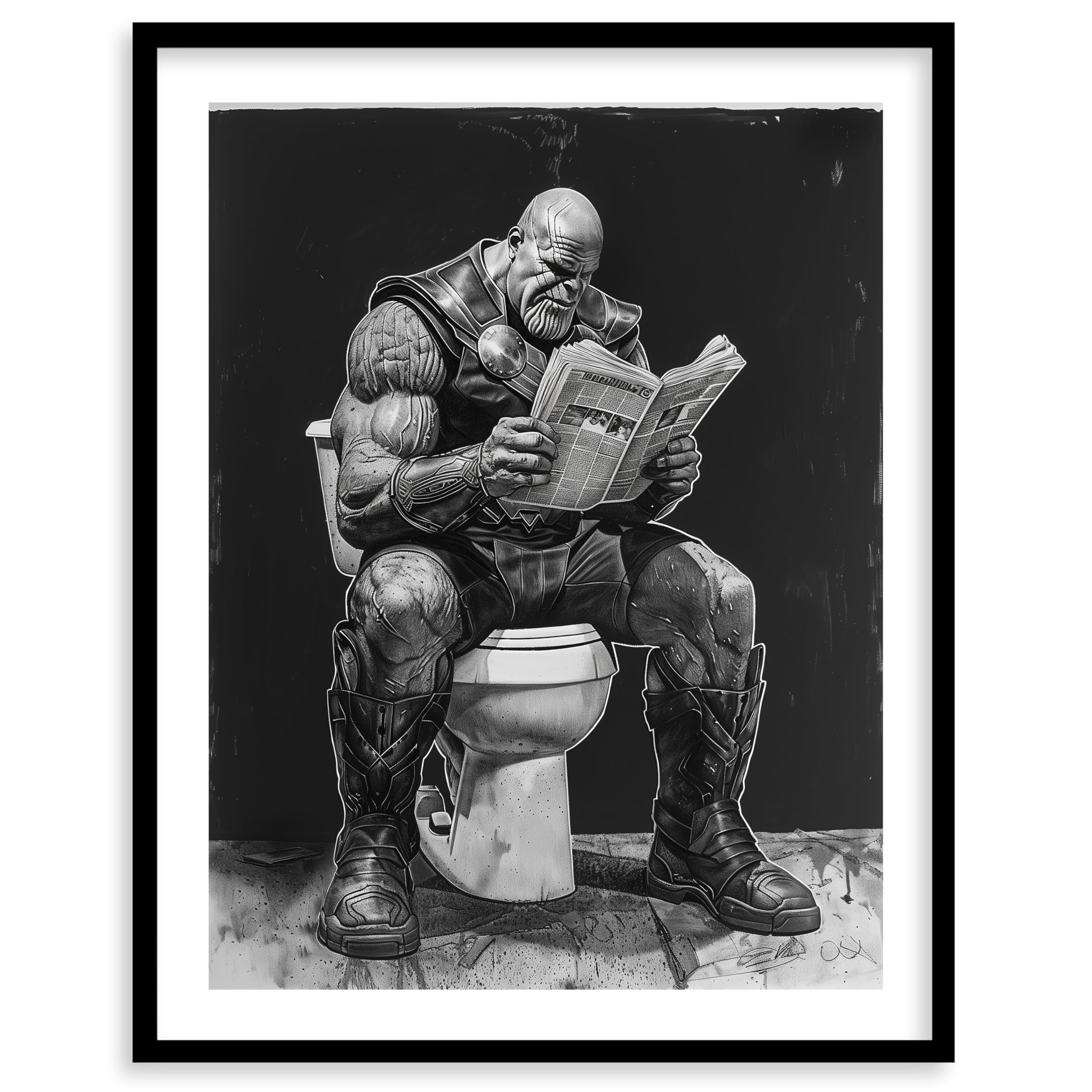 Thanos bathroom Home Décor Art Print - Premium Giclee Fine Art Prints - Aesthetic Modern Vintage Painting Style Super Hero Wall Art Print Poster for
