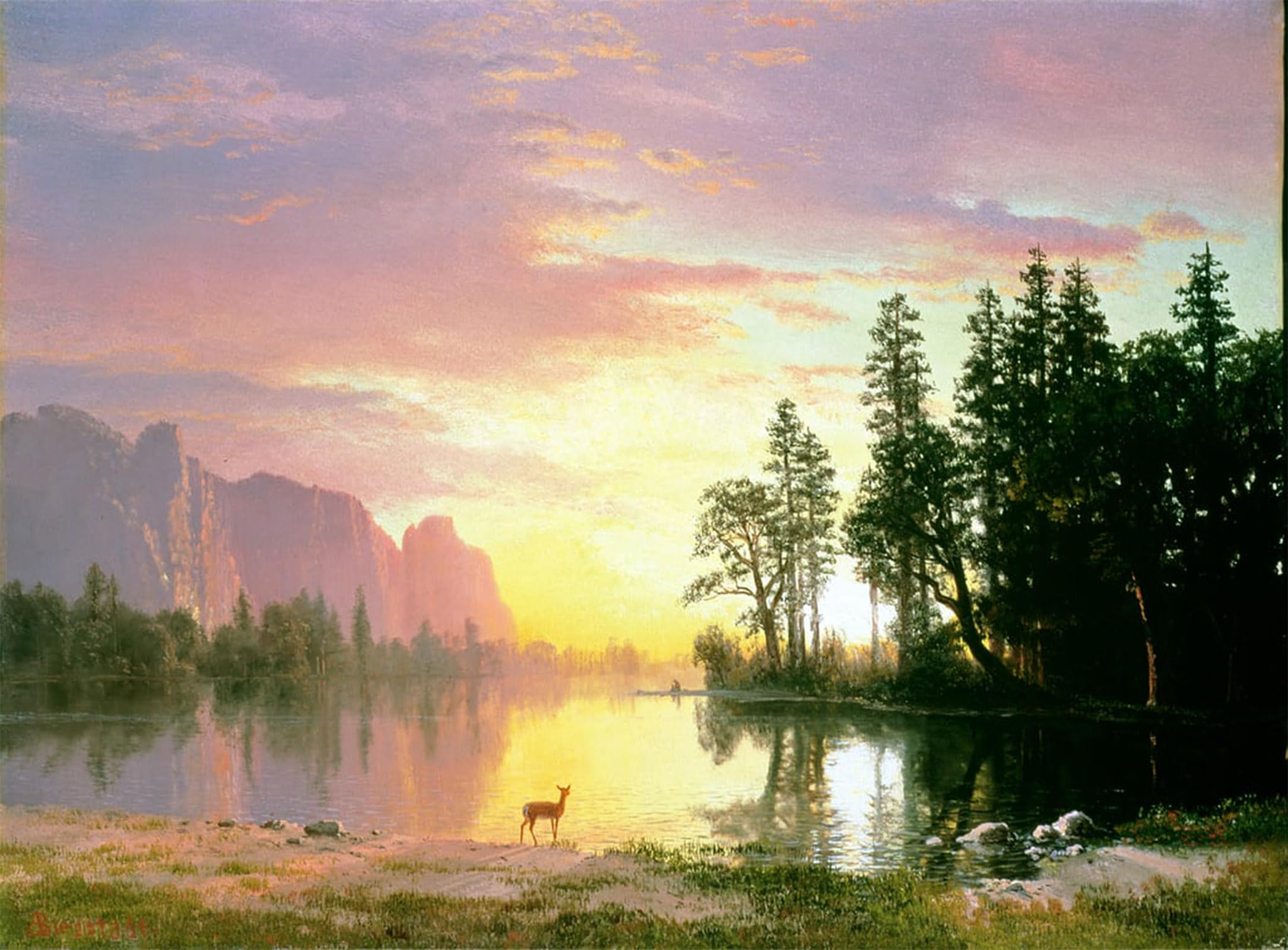 SERENDIPITP Aesthetic Poster Photo Wall Print Retro Picture Yosemite Valley by Albert Bierstadt Modern Wall Artwork for Home Decor 60x90cm