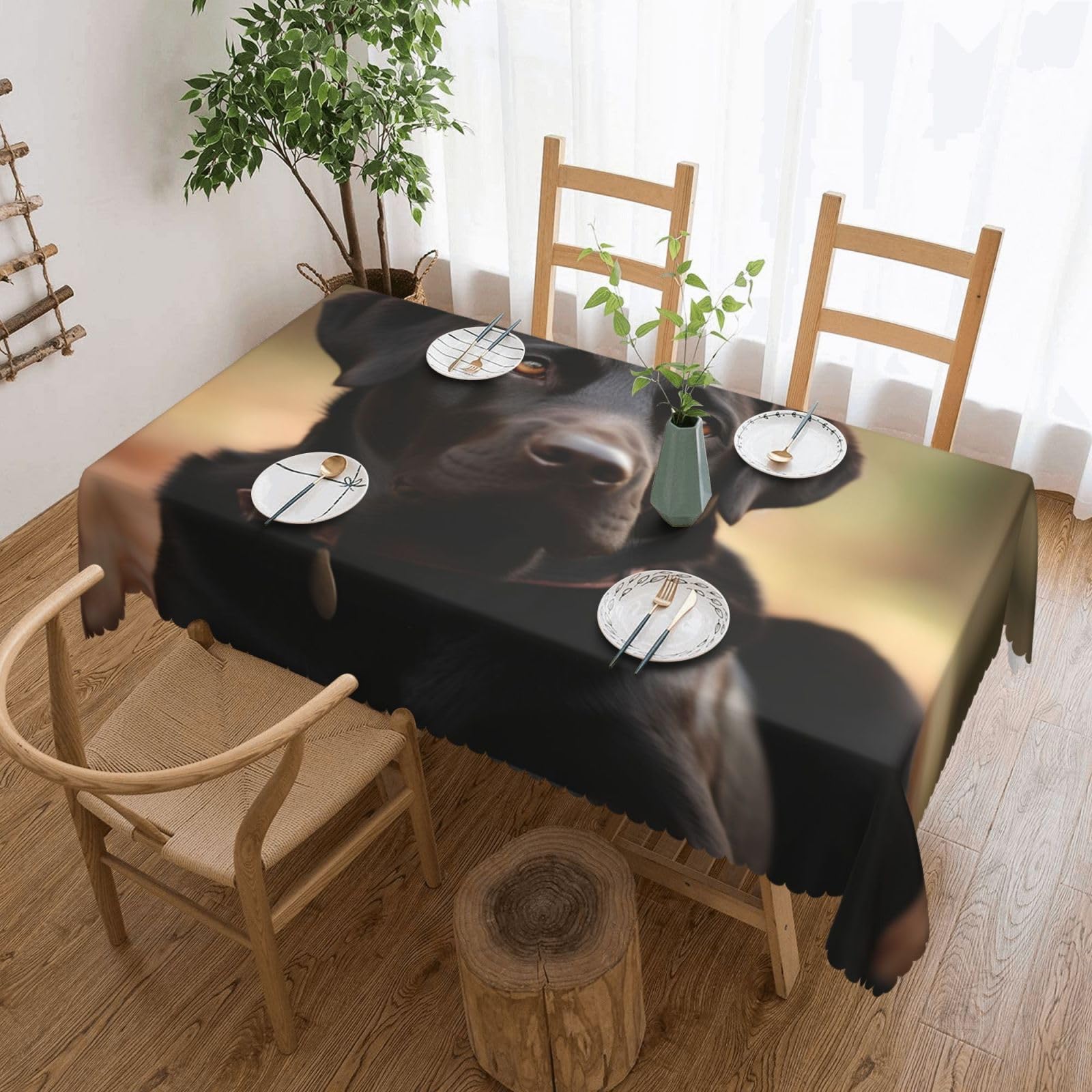 FodPand Cute Labrador Dog Tablecloths for Rectangle Tables 54 x 72 Inch - Reusable Washable Dining Table Clothes - Stain and Wrinkle Resistant Decorative Fabric Table Cover for Wedding Party