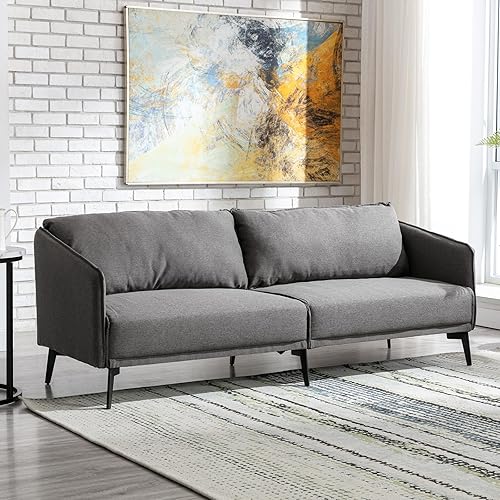 Miniatura 8 de COSVALVE Sofá moderno de 3 plazas, sofá tapizado de tela de 74 pulgadas con dos cojines, sofá para sala de estar, dormitorio, oficina, patas de