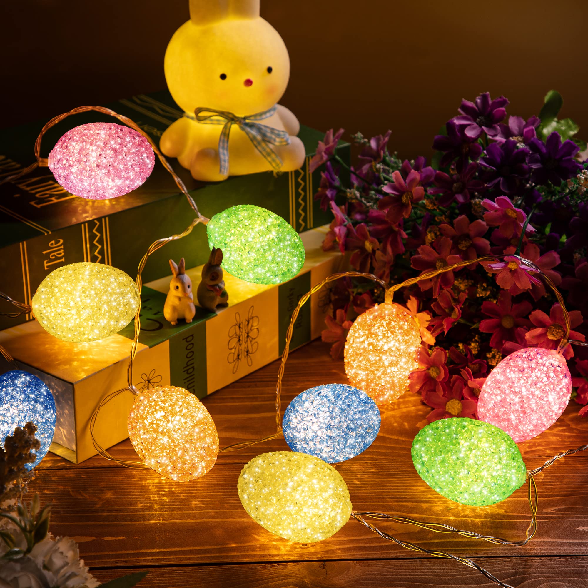 Easter Egg Lights, Pastel Egg String Lights Decorations