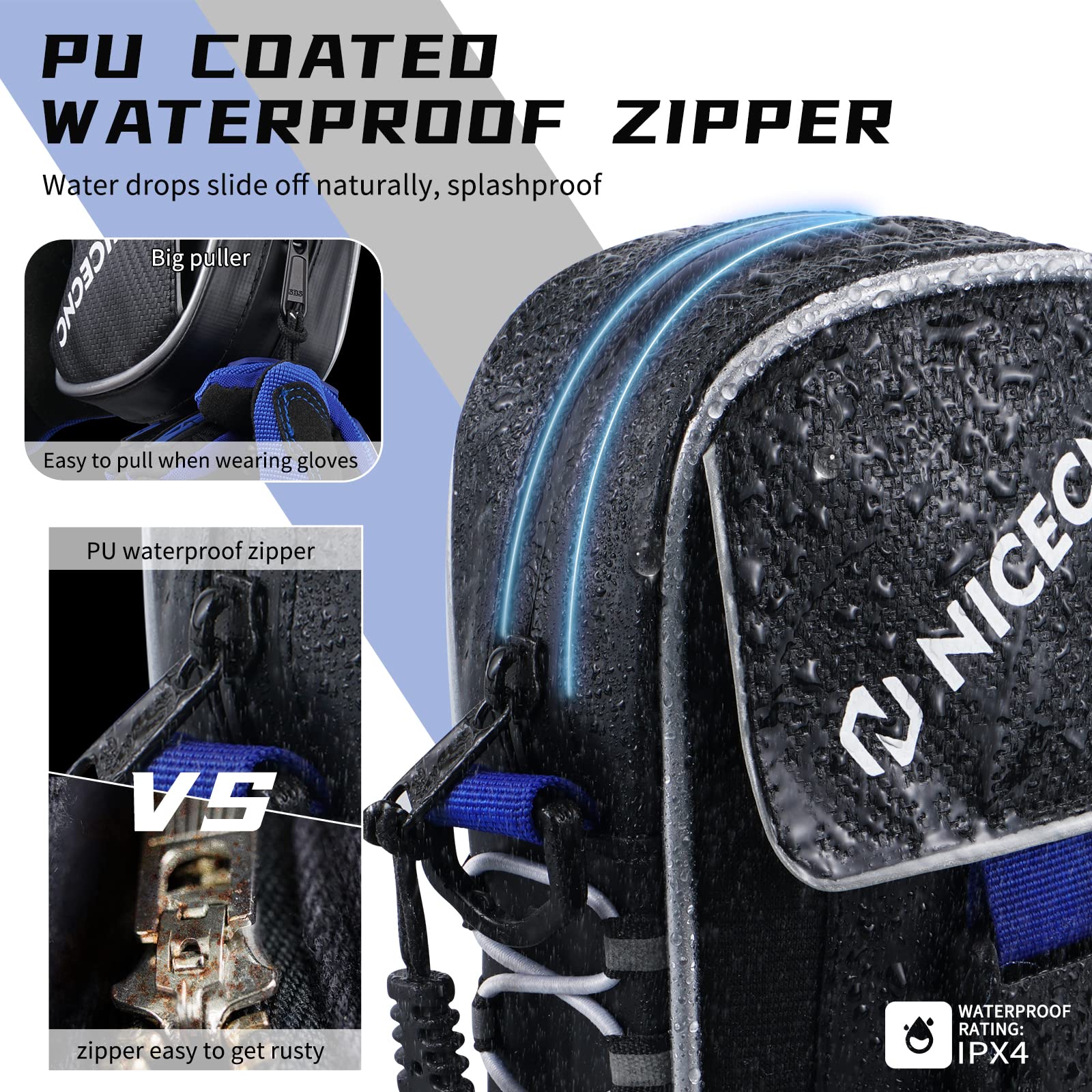 NICECNC Raptor 700 Fender Bag ATV Aufbewahrungstasche PVC Stoff Werkzeug Aufbewahrungstasche Reflektierender Streifen Wasserabweisender Reißverschluss Compatible with Yamaha Raptor 700 ATV Zubehör