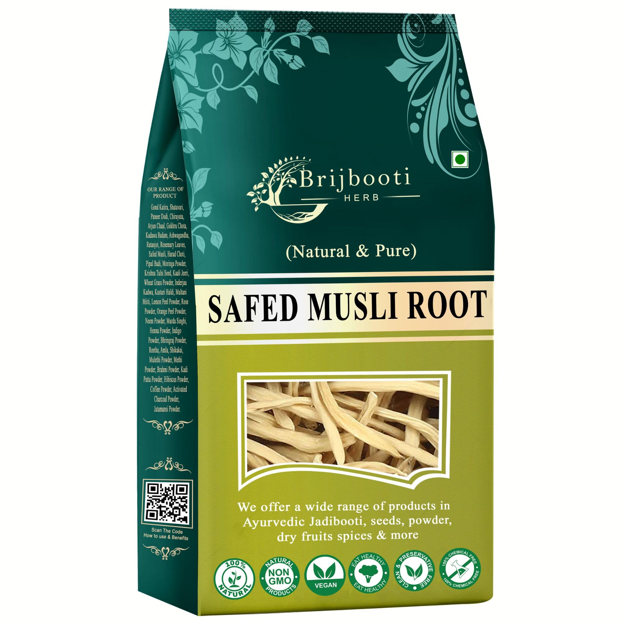BIRJU MAHAVIR Safed Musli Chlorophytum Borivilianum Root (200 gm), (Model: BMKB-308)