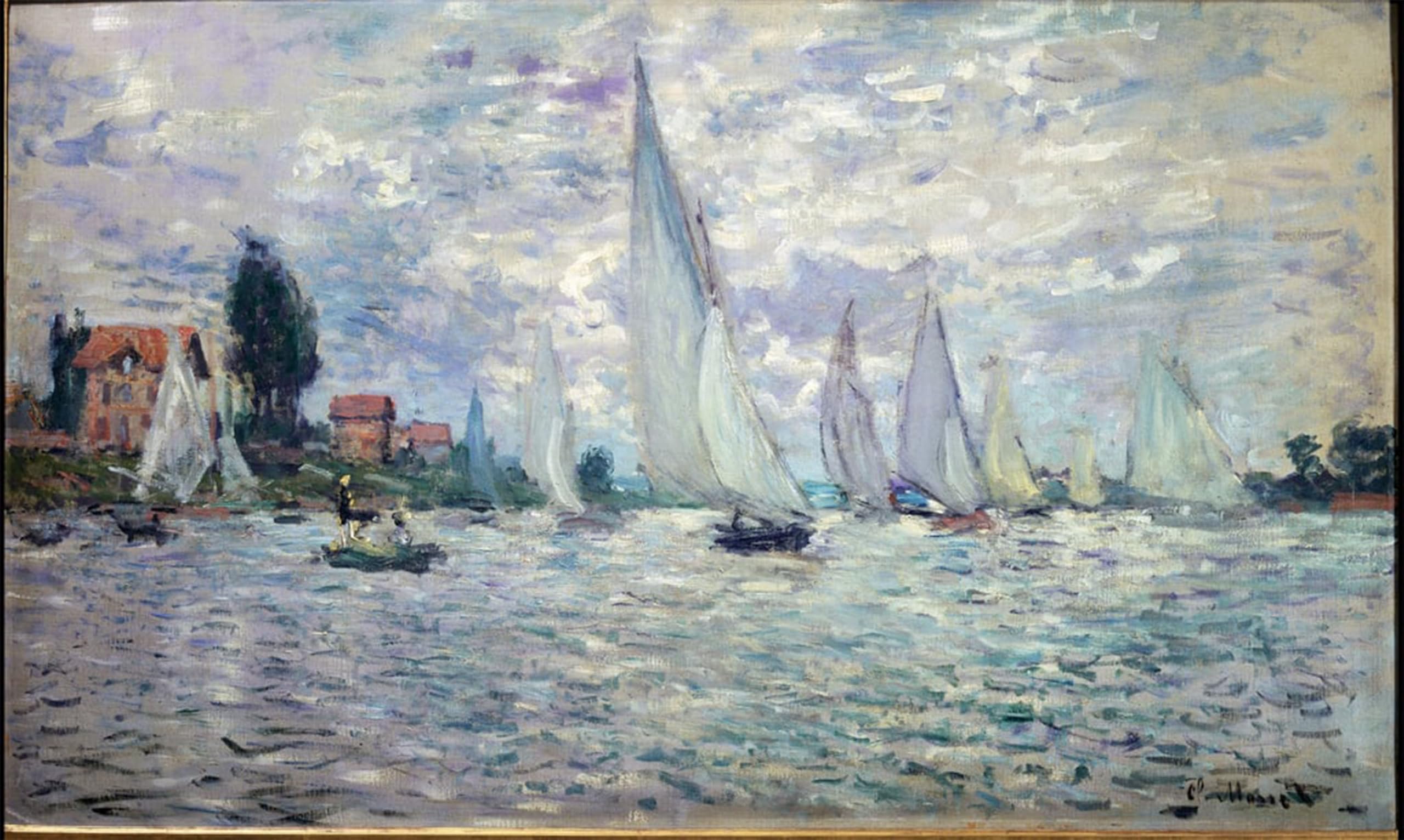 SERENDIPITP Abstract Painting Mural Print Picture Wall Decor Painting the Boats Regates a Argenteuil Oil on Canvas by Claude Monet Vintage Wall Artwork for Home Decor 60x90cm
