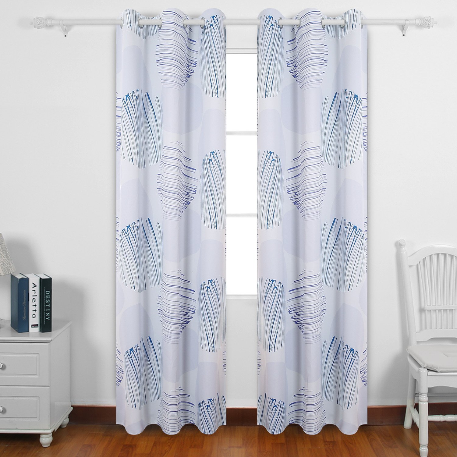 Rideaux occultants bleu 42x95cm Deconovo pour porte en verre