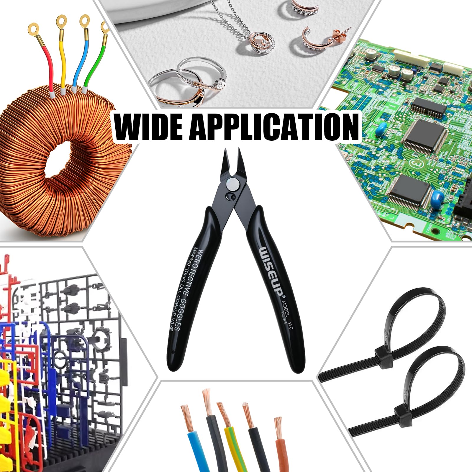 WISEUP 5 szt. małych przecinaków do drutu, 170 mikroprzecinaków płaskich, boczny obcinacz do opasek zaciskowych do produkcji biżuterii, elektroniki, wypływek modelarskich, miękkiej miedzi