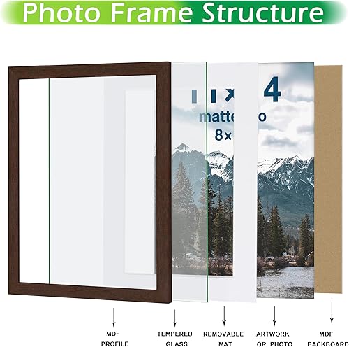 Vista 40 de FrameWorks Marco de fotos clásico de madera de 12 x 12 a 8 x 8 pulgadas, vidrio templado/blanco/paquete de 6