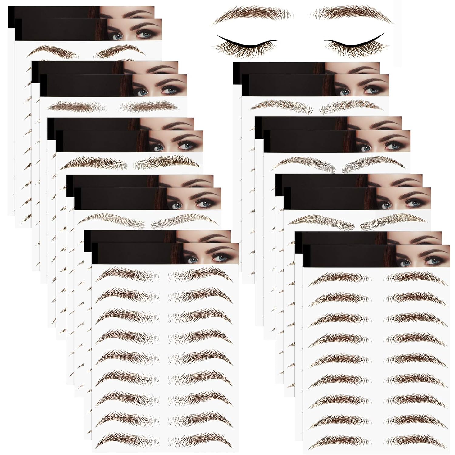 18 Sheets 180 Pairs Eyebrow Tattoo Stickers 4D Hair Like Authentic Waterproof Peel