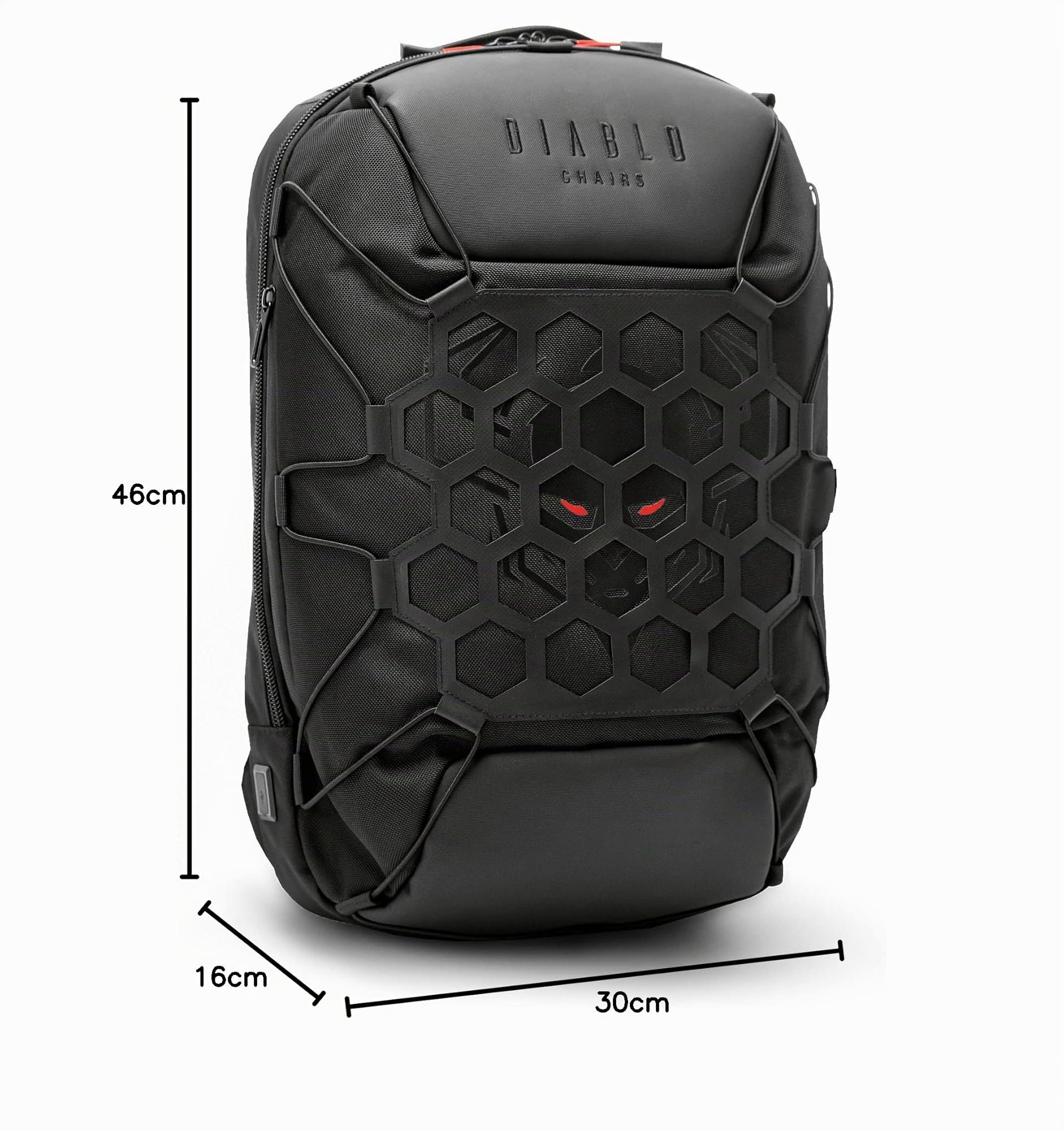 DIABLO Zaino Scolastico da Escursionismo Per Laptop Notebook Impermeabile Cerniera con chiusura a combinazione Porta di ricarica USB Numerosi scomparti Multifunzionale (Nero)