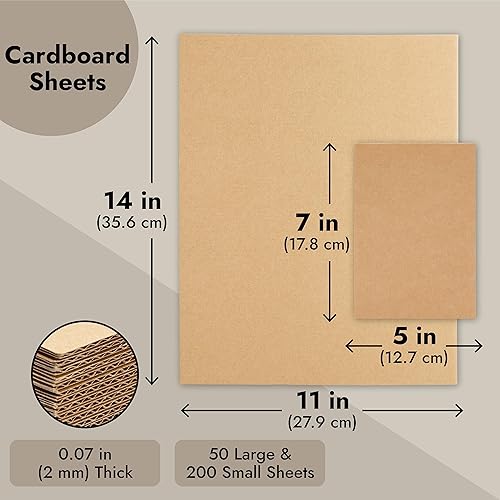 Miniatura 5 de Juvale Paquete de 250 hojas de cartón corrugado (200 5 x 7 y 50 11 x 14) para sobres, insertos de embalaje planos y envío